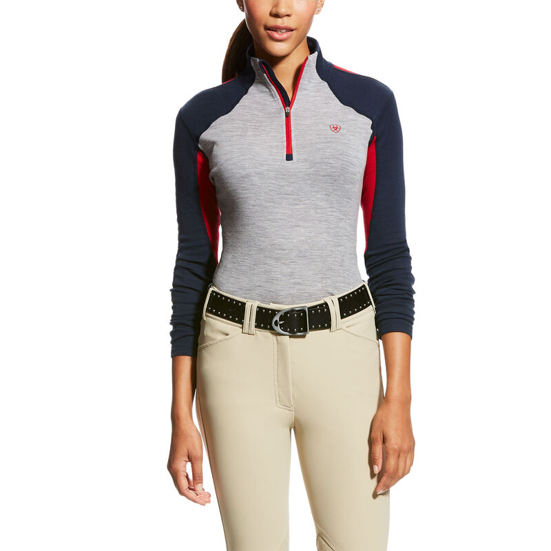 Baselayer Donna Ariat Cadence Wool 1/4 Zip Baselayer Blu Marino | 3R2MPFI