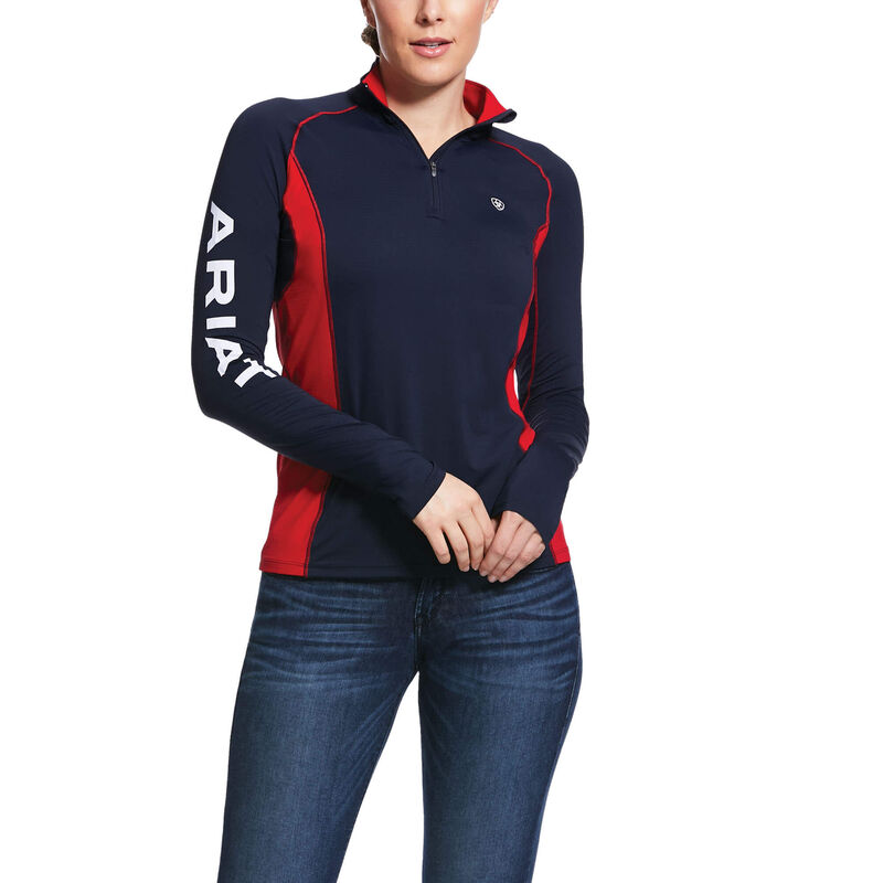 Baselayer Donna Ariat Tri Factor 1/4 Zip Baselayer Blu Marino Rosse | 9XY1JWE