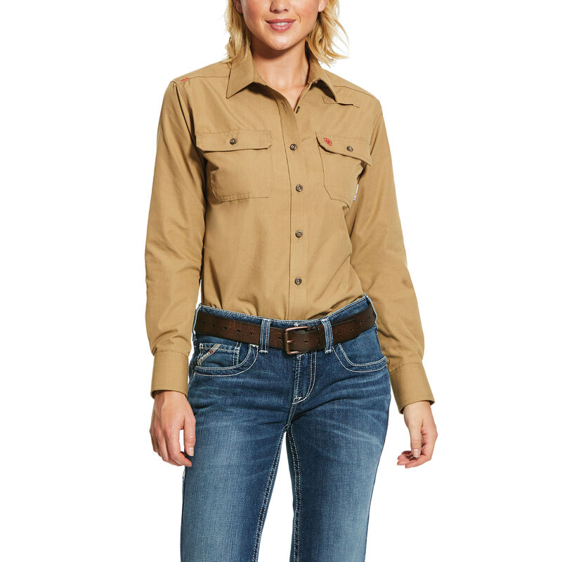 Camicie Donna Ariat FR Featherlight Lavoro Shirts Khaki | HSFCILD