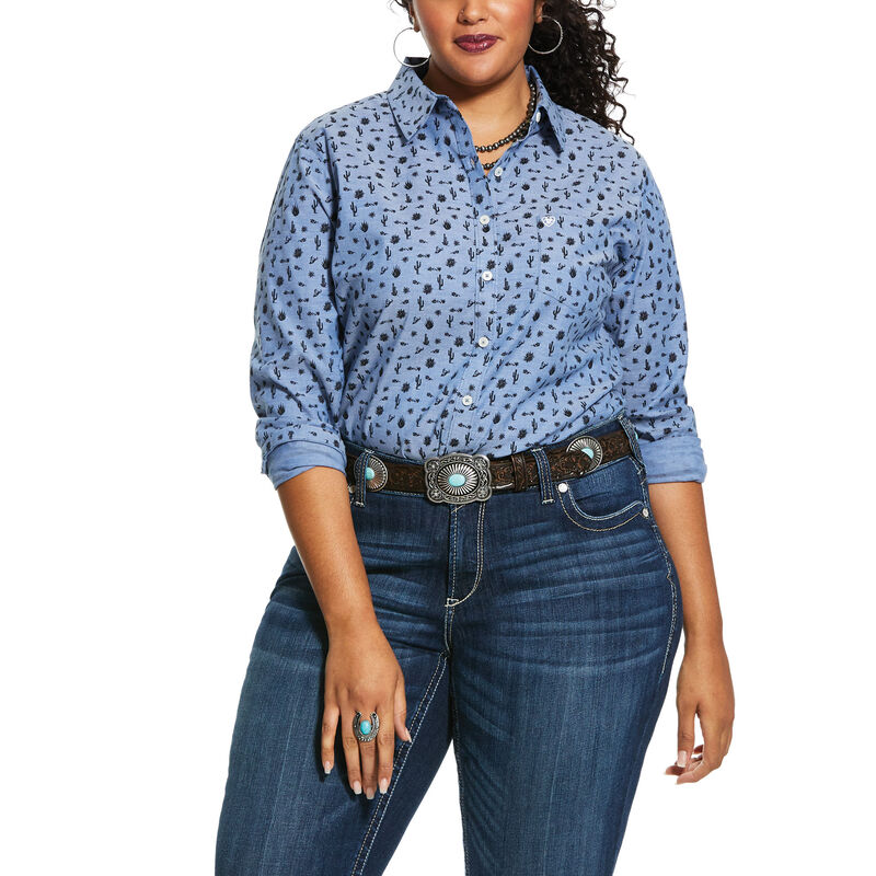 Camicie Donna Ariat Wrinkle Resist Kirby Stretch Blu | EGLATZB