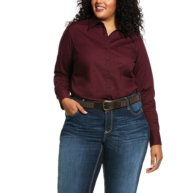 Camicie Donna Ariat Wrinkle Resist Kirby Stretch Bordeaux | RB6P32O