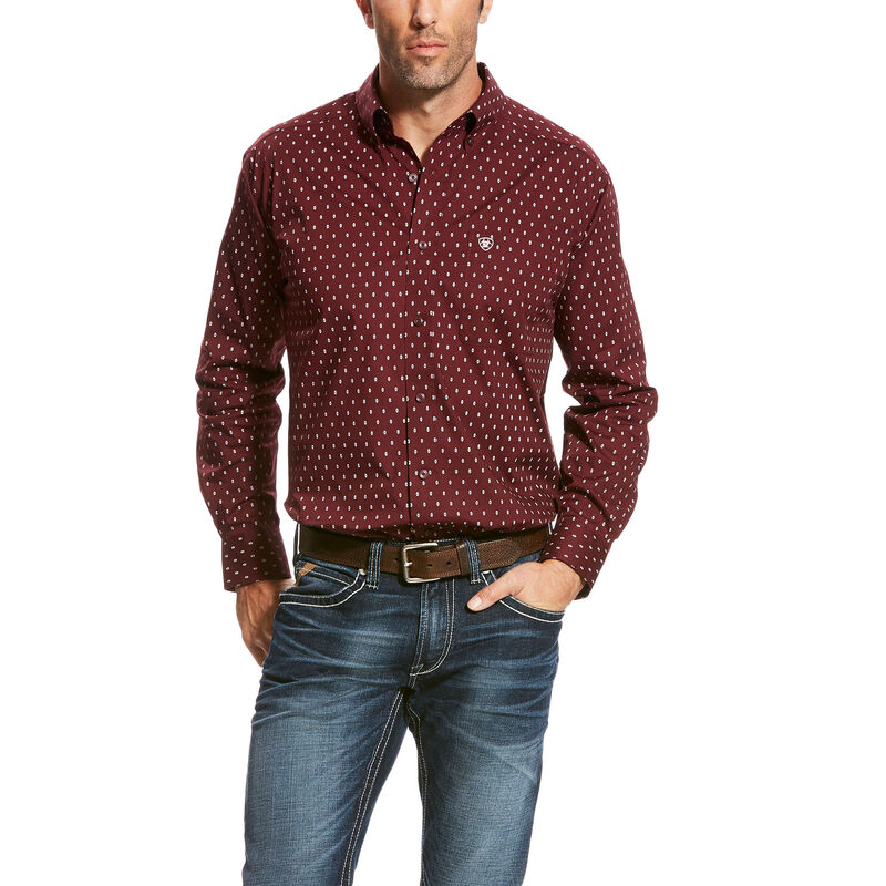 Camicie Uomo Ariat Collegiate Stretch Bordeaux | UGMCE7P