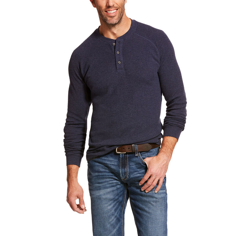 Camicie Uomo Ariat Raglan Waffle Blu Marino Corallo | S53W0XP