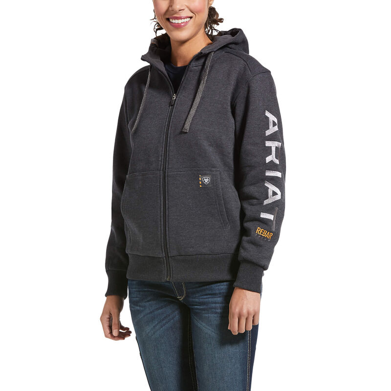 FelpaConCappuccio Donna Ariat Rebar All-Weather Full Zip Grigie Profondo | 6SKHMWX