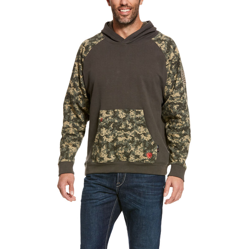 FelpaConCappuccio Uomo Ariat FR DuraStretch Patriot Verde Oliva Camouflage | F4CWTZN