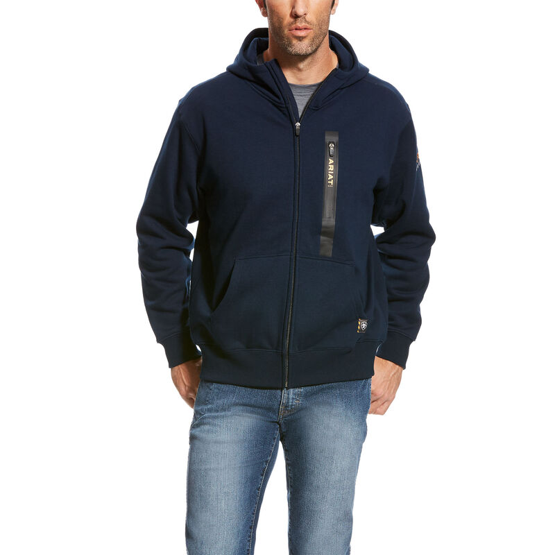 FelpaConCappuccio Uomo Ariat Rebar Workman Full Zip Blu Marino | ZXI5I5F