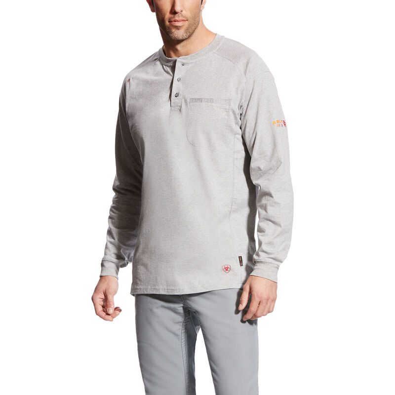 Henley Uomo Ariat FR Air Henley Argento Scuro | EZO7VJK