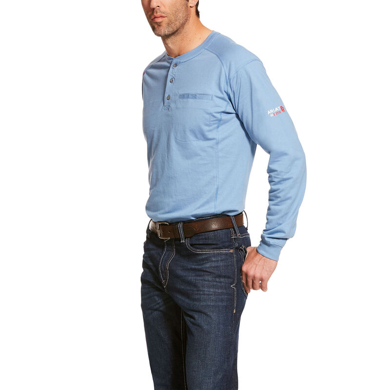 Henley Uomo Ariat FR Air Henley Blu | YAZ6HDF