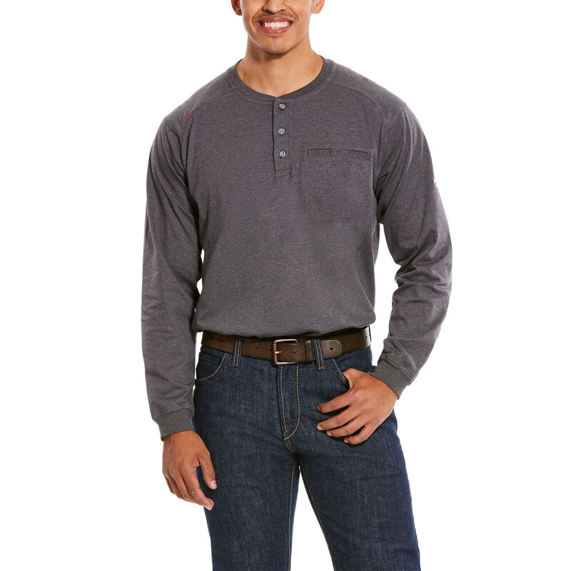 Henley Uomo Ariat FR Air Henley Grigie Profondo | XM6TC1Y