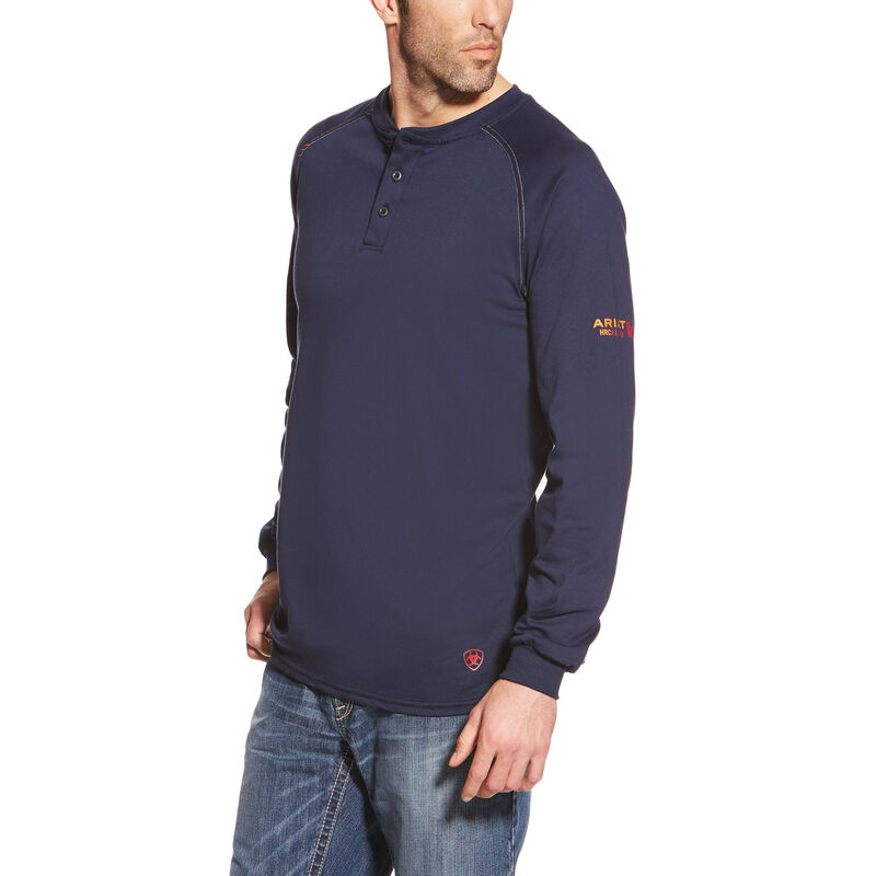 Henley Uomo Ariat FR Henley Top Blu Marino | 2CI8SUB