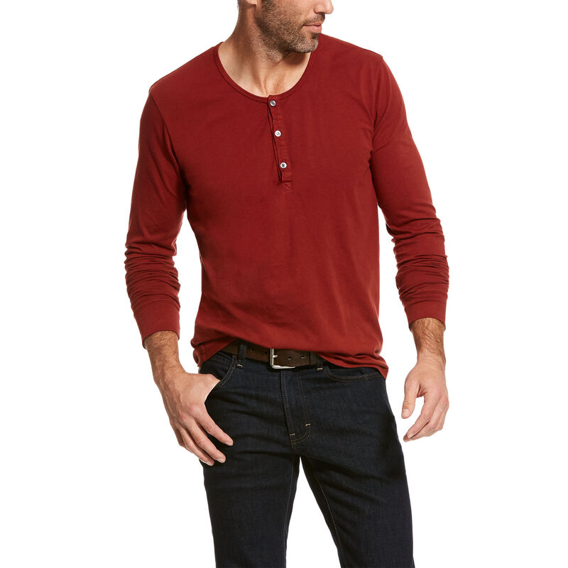 Henley Uomo Ariat Long Sleeve Henley Rosse | Q55XETH