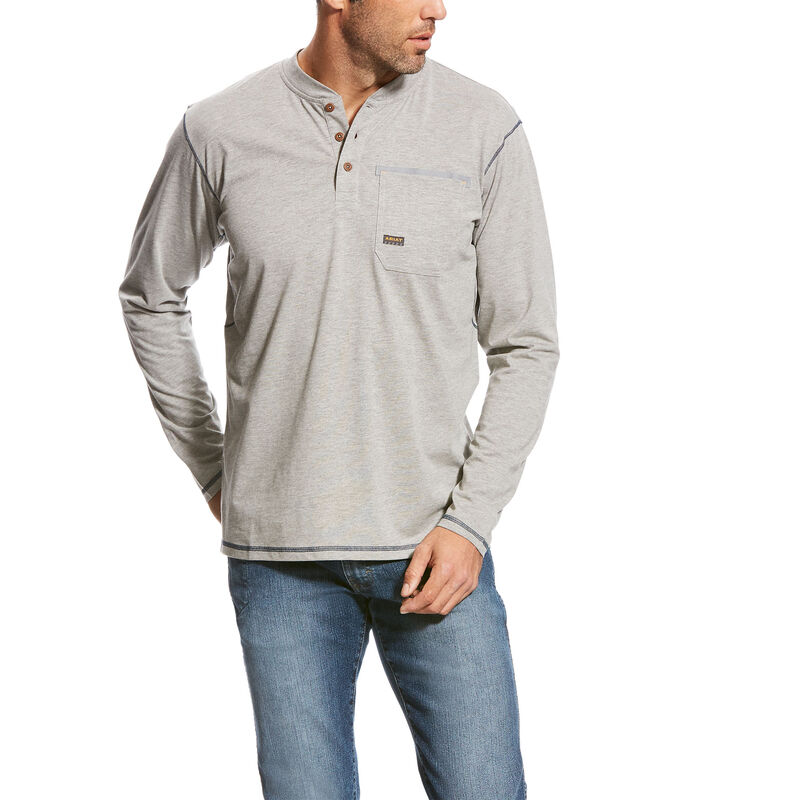 Henley Uomo Ariat Rebar Pocket Henley Top Grigie | 12ZTCTV