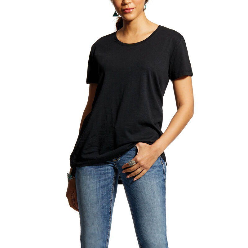 Magliette Donna Ariat Organic Cotone Crew Nere | JKJV0OW