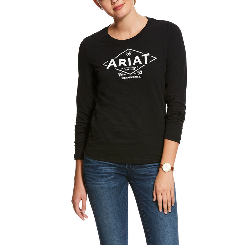 Magliette Donna Ariat Tile Logo Tee Nere | BP4SSEK