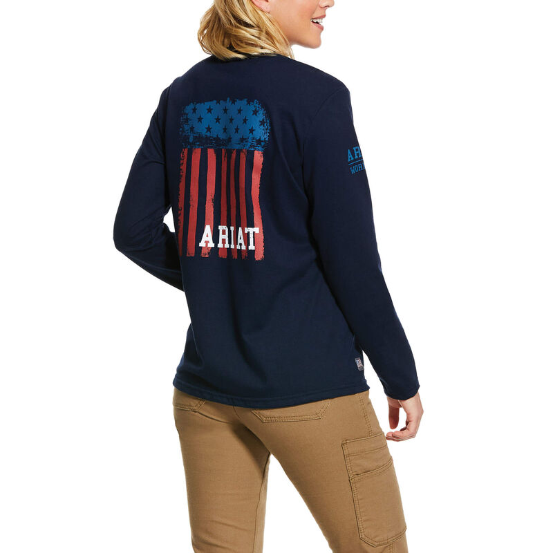 Magliette Grafica Donna Ariat FR Americana Blu Marino | PBEQF8M