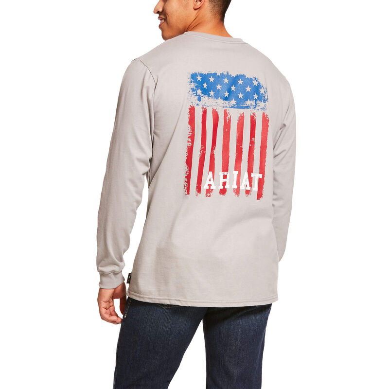 Magliette Grafica Uomo Ariat FR Americana Argento | E5JA805