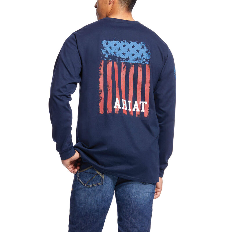 Magliette Grafica Uomo Ariat FR Americana Blu Marino | LDK4BXC