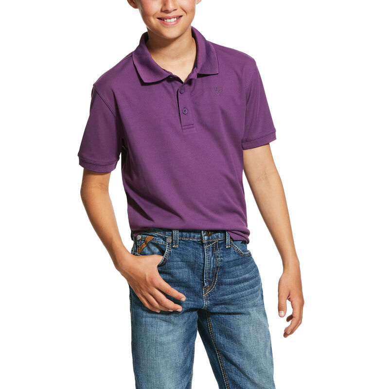 Magliette Polo Bambino Ariat TEK Button Viola | THTNWA7