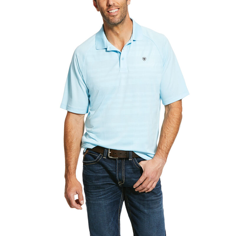 Magliette Polo Uomo Ariat Edge TEK Blu Chiaro | SERC9QB