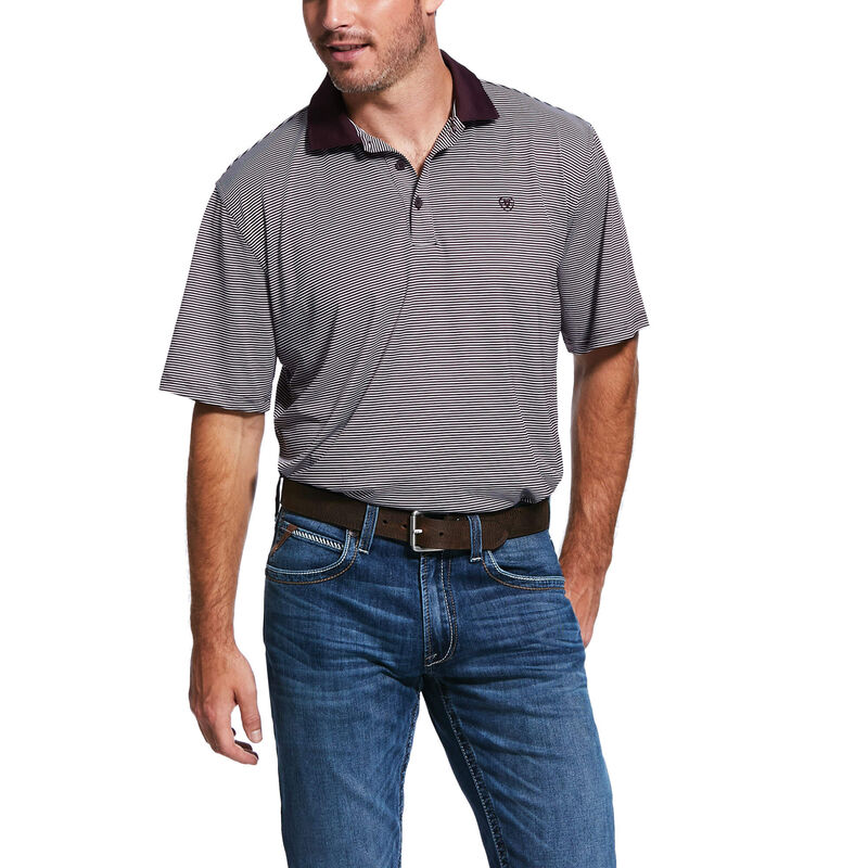 Magliette Polo Uomo Ariat Micro Stripe TEK Grigie | HFMWXVQ