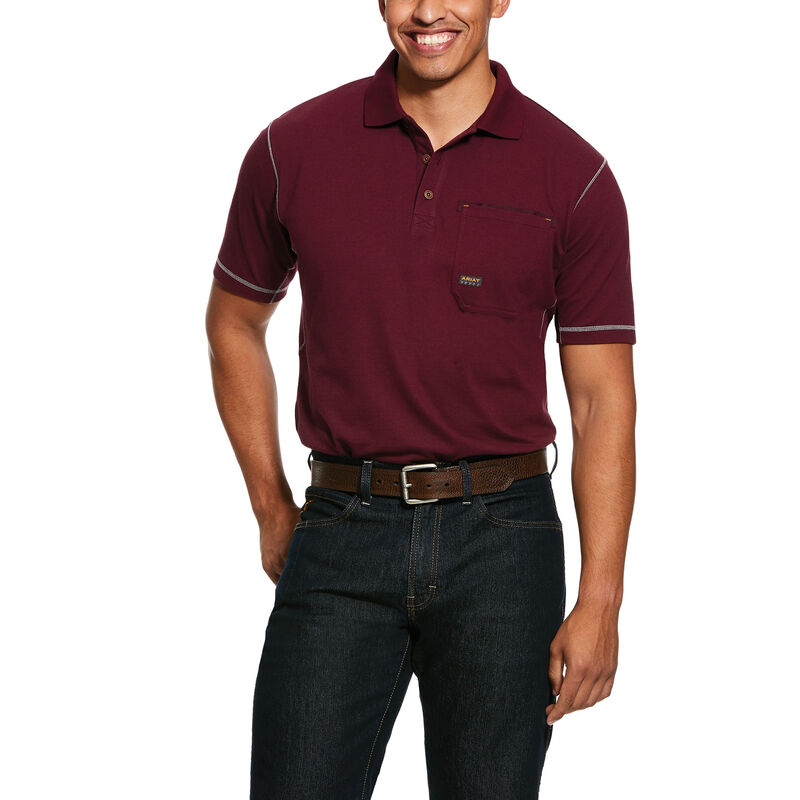 Magliette Polo Uomo Ariat Rebar Workman Rosa Grigie | DNX830J