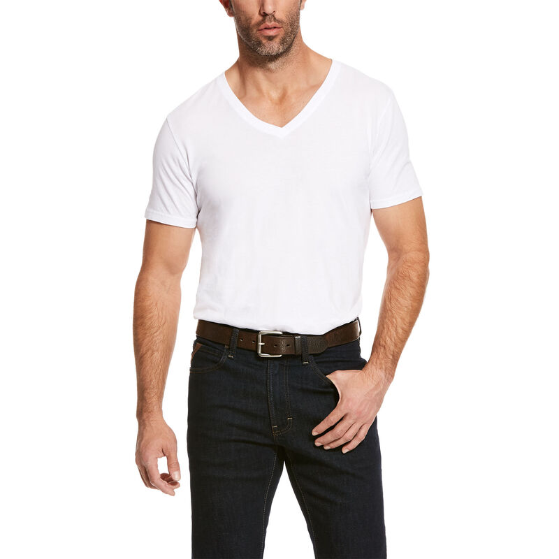 Magliette Uomo Ariat Corta Sleeve V-neck Bianche | 6UUJQYJ