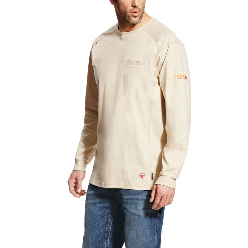 Magliette Uomo Ariat FR Air Crew Beige | YDK9IKE