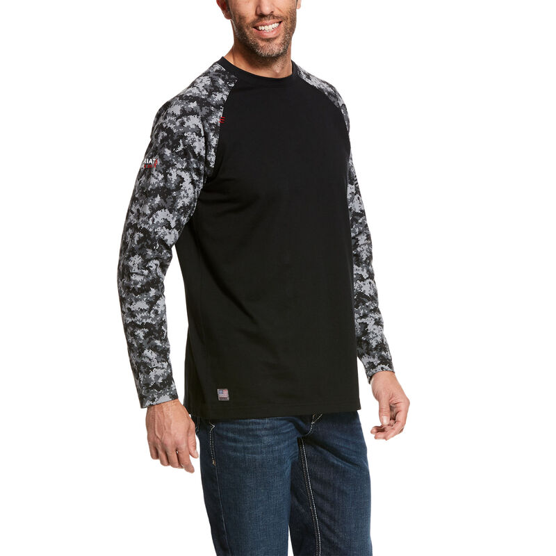 Magliette Uomo Ariat FR Baseball Nere Camouflage | W81FFDK