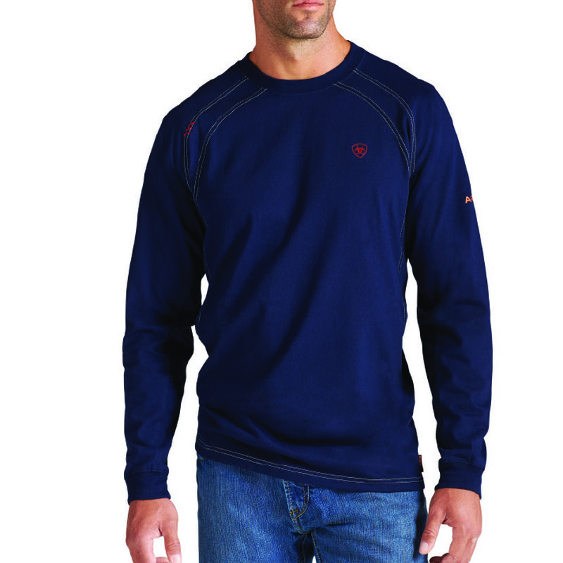 Magliette Uomo Ariat FR Lavoro Crew Blu Marino | 1M7EZ5I