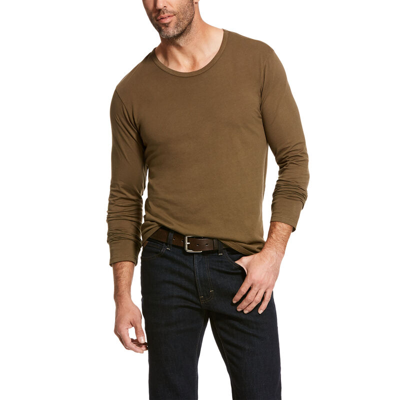 Magliette Uomo Ariat Long Sleeve Crew Bianche | P6ZFB10