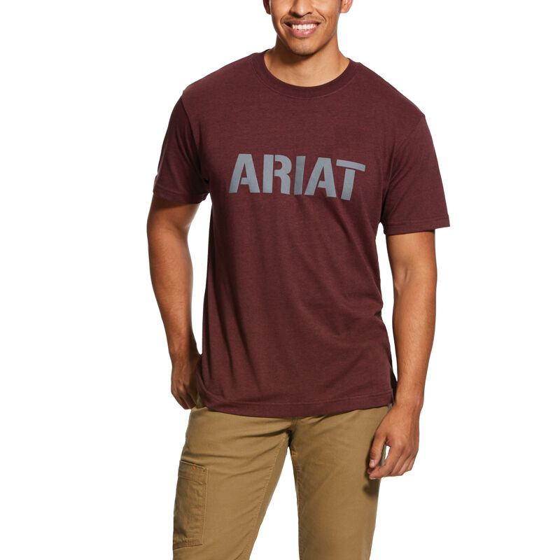 Magliette Uomo Ariat Rebar Cotone Strong Block Bordeaux Scuro | DRU3RJR