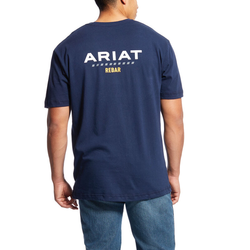 Magliette Uomo Ariat Rebar Cotone Strong Logo Blu Marino | HD04WB1