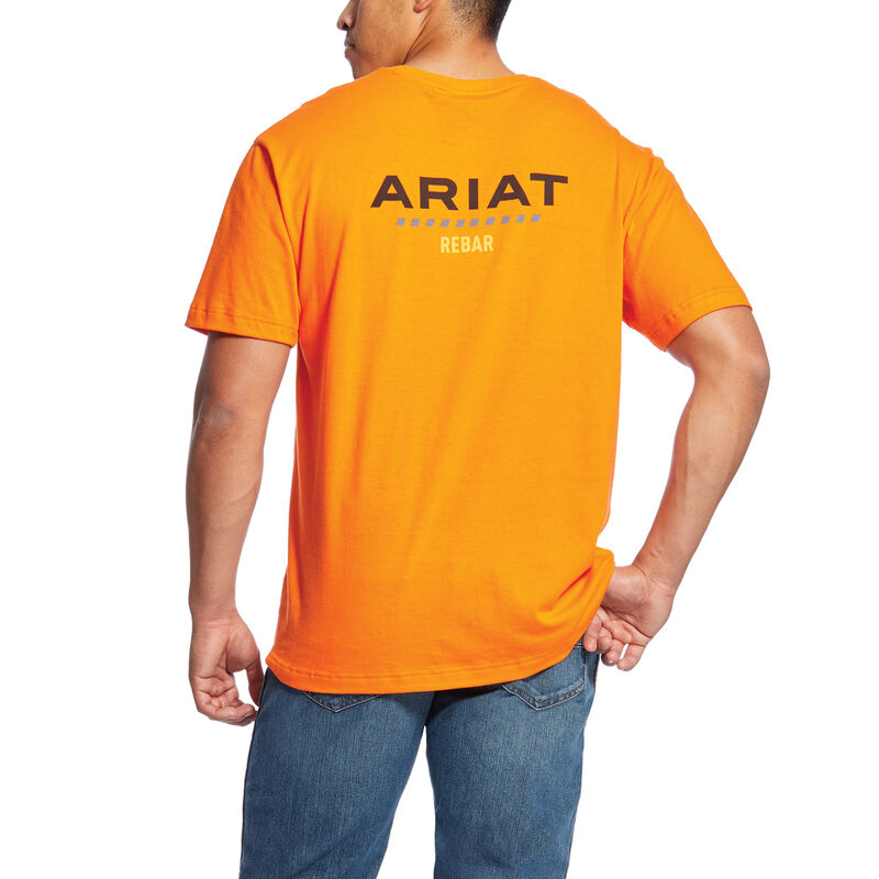 Magliette Uomo Ariat Rebar Cotone Strong Logo Arancioni | PPQVBKN