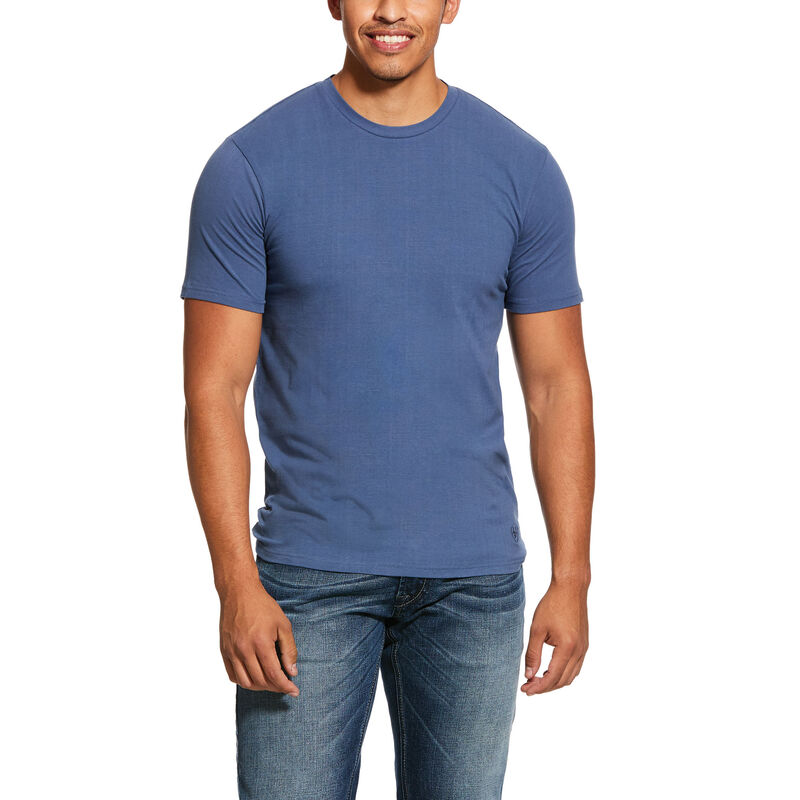 Magliette Uomo Ariat Retro Basic Blu | RWO57WK