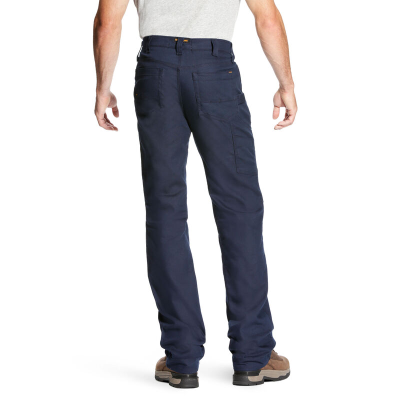 Pantaloni Uomo Ariat Rebar M4 Low Rise DuraStretch Tela Utility Boots Cut Blu Marino | N2U89BN