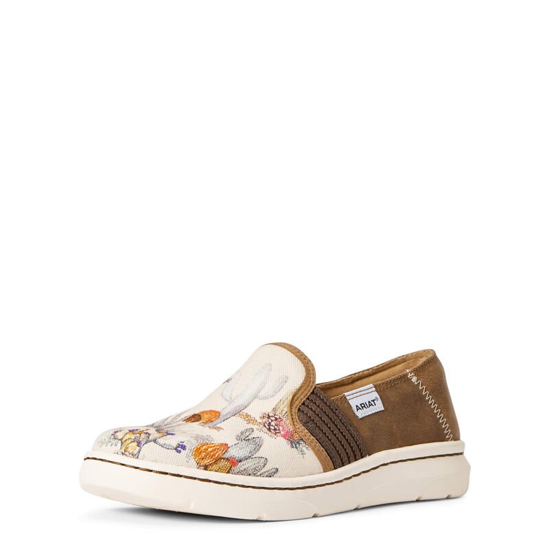 Slip On Donna Ariat Ryder Crema Marroni | AVW6FCN