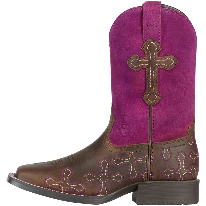 Stivali Cowboy Bambino Ariat Crossroads Cowboy Marroni Rosa | L07L69O