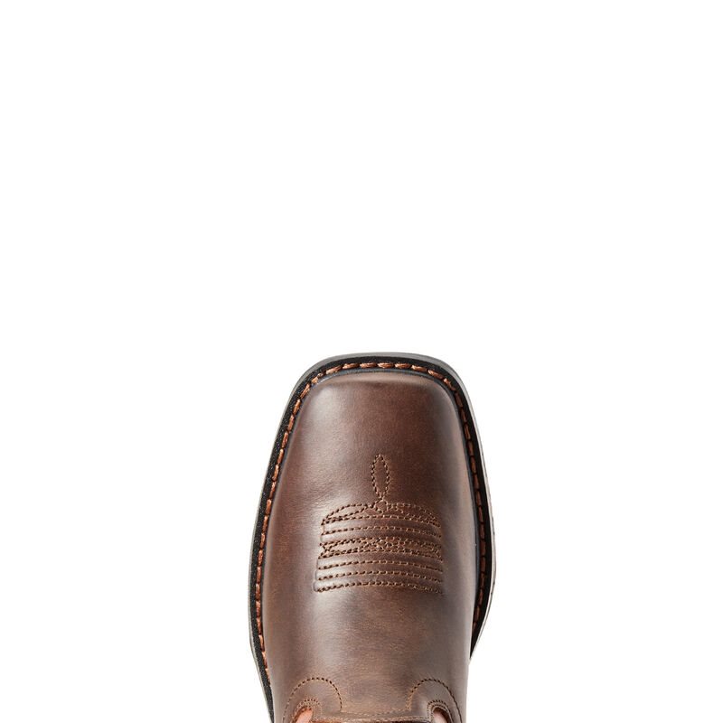 Stivali Cowboy Bambino Ariat WorkHog Larghe Square Punta Boots Marroni Scuro Rame | N17XCET