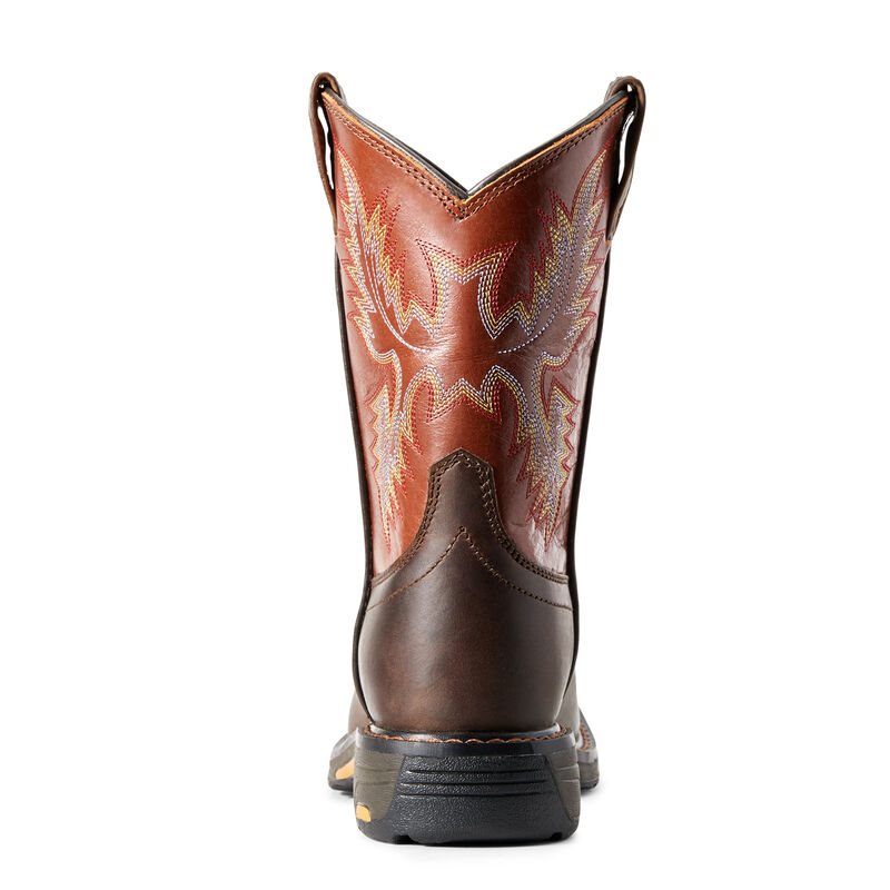 Stivali Cowboy Bambino Ariat WorkHog Larghe Square Punta Boots Marroni Scuro Rame | N17XCET