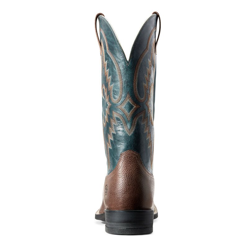 Stivali Cowboy Uomo Ariat Round Pen Marroni Verde Acqua | OWFMCI7