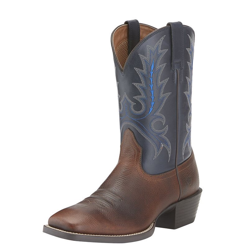 Stivali Cowboy Uomo Ariat Sportive Outfitter Marroni Blu Marino | OTTW9B4