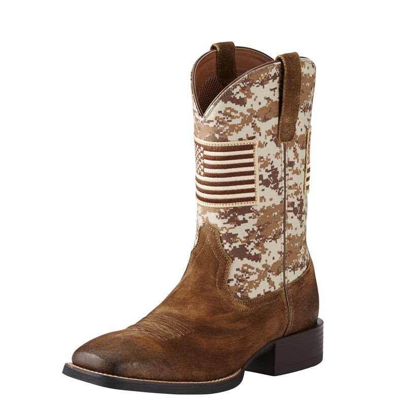 Stivali Cowboy Uomo Ariat Sportive Patriot Marroni Bianche | BD30881