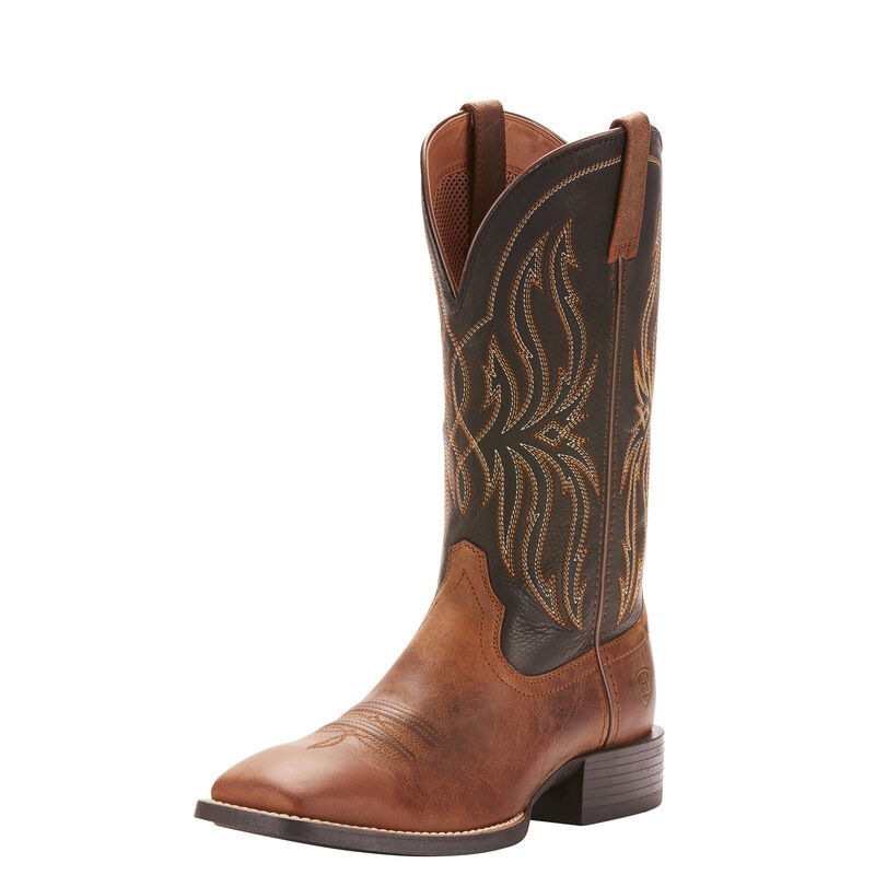 Stivali Cowboy Uomo Ariat Sportive Rustler Marroni | S5XY79R