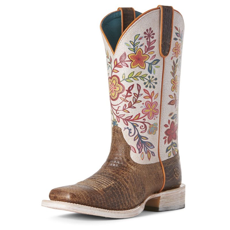 Stivali Da Cowgirl Donna Ariat Circuit Savanna Marroni Bianche | 8CL57LG