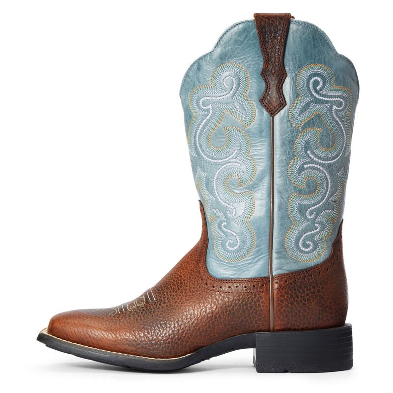 Stivali Da Cowgirl Donna Ariat Quickdraw Marroni Blu Chiaro | 9S7SRHI