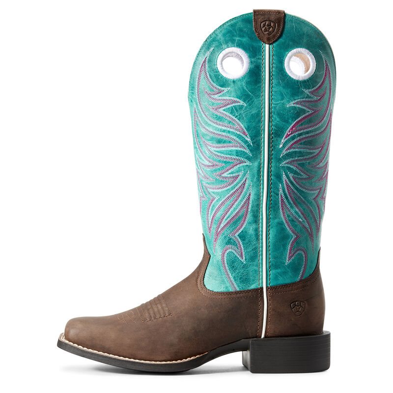 Stivali Da Cowgirl Donna Ariat Round Up Ryder Marroni Blu | JWNETWO