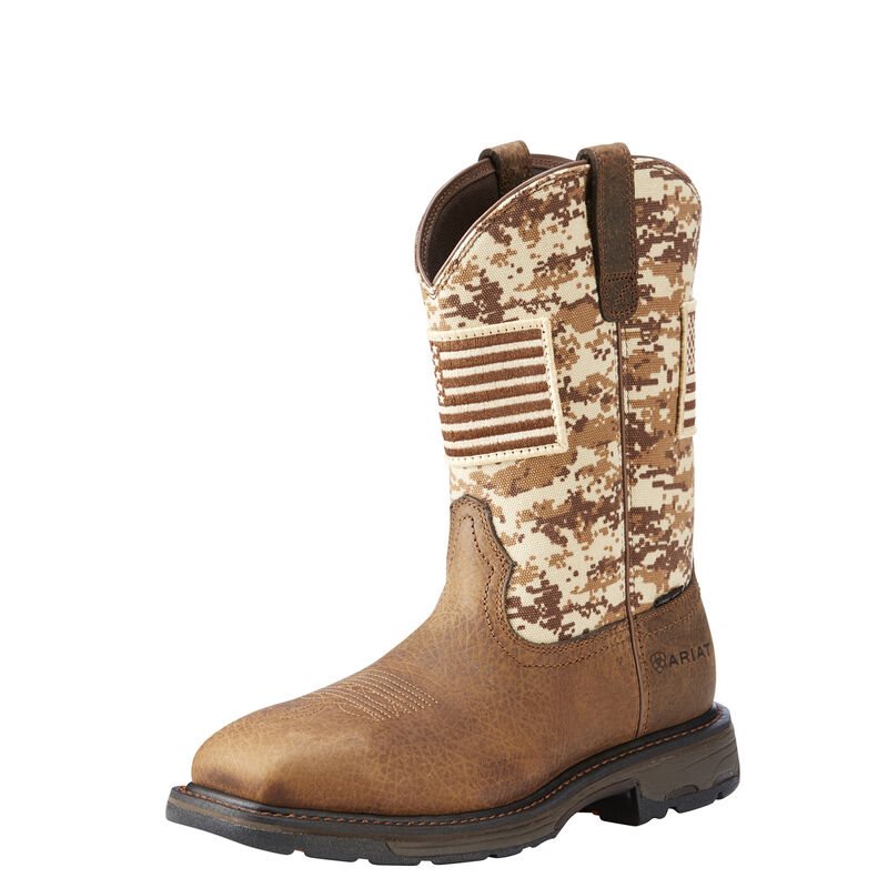 Stivali da Lavoro Uomo Ariat WorkHog Patriot Steel Punta Marroni Camouflage | K4MF937