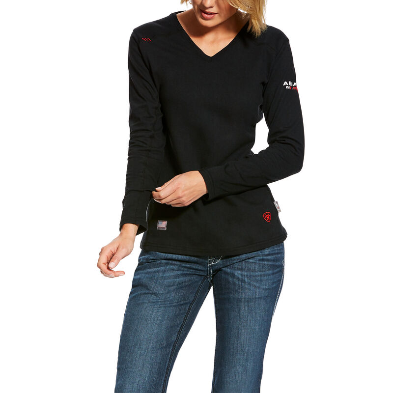 Top Donna Ariat FR AC Crew Top Nere | 9Q0ITT2