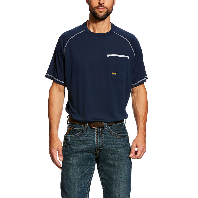 Top Uomo Ariat Rebar Sunstopper Top Blu Marino | ETPKL57