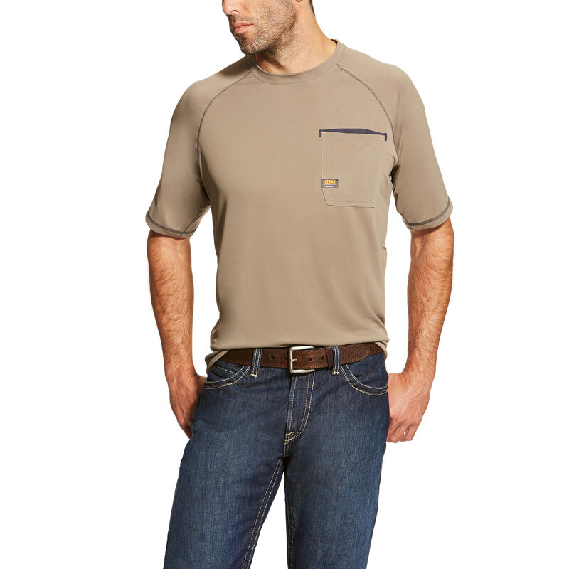 Top Uomo Ariat Rebar Sunstopper Top Khaki | 9QFQUDN